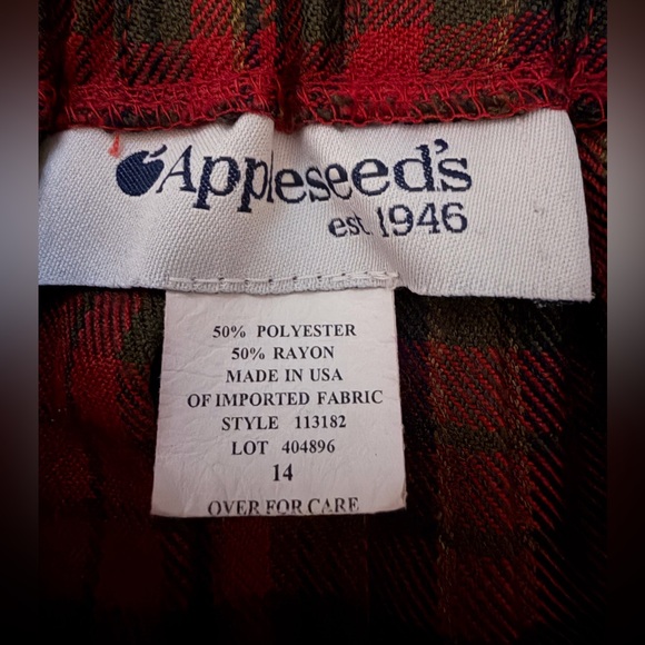 Vintage Appleseed’s Red Tartan A-line Plaid Pleated Midi Skirt 14 Academia Twee - Picture 7 of 7